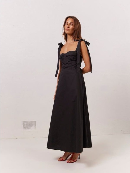 Vrg Grl Dresses & Skirts - Tie-Shoulder Black Midi Dress